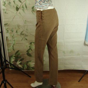 Brown Faux Microsuede Y2K Side Corset  Leather Toes  La Belle Jr 5  Pants  Soft